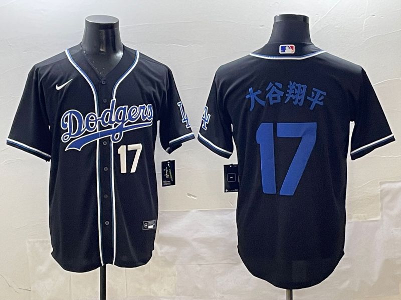 Men Los Angeles Dodgers 17 Ohtani Black blue Three generations Nike 2025 MLB Jersey style 18